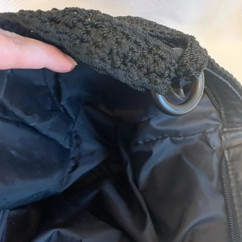 The Sak Black Crochet Shoulder Bag Medium